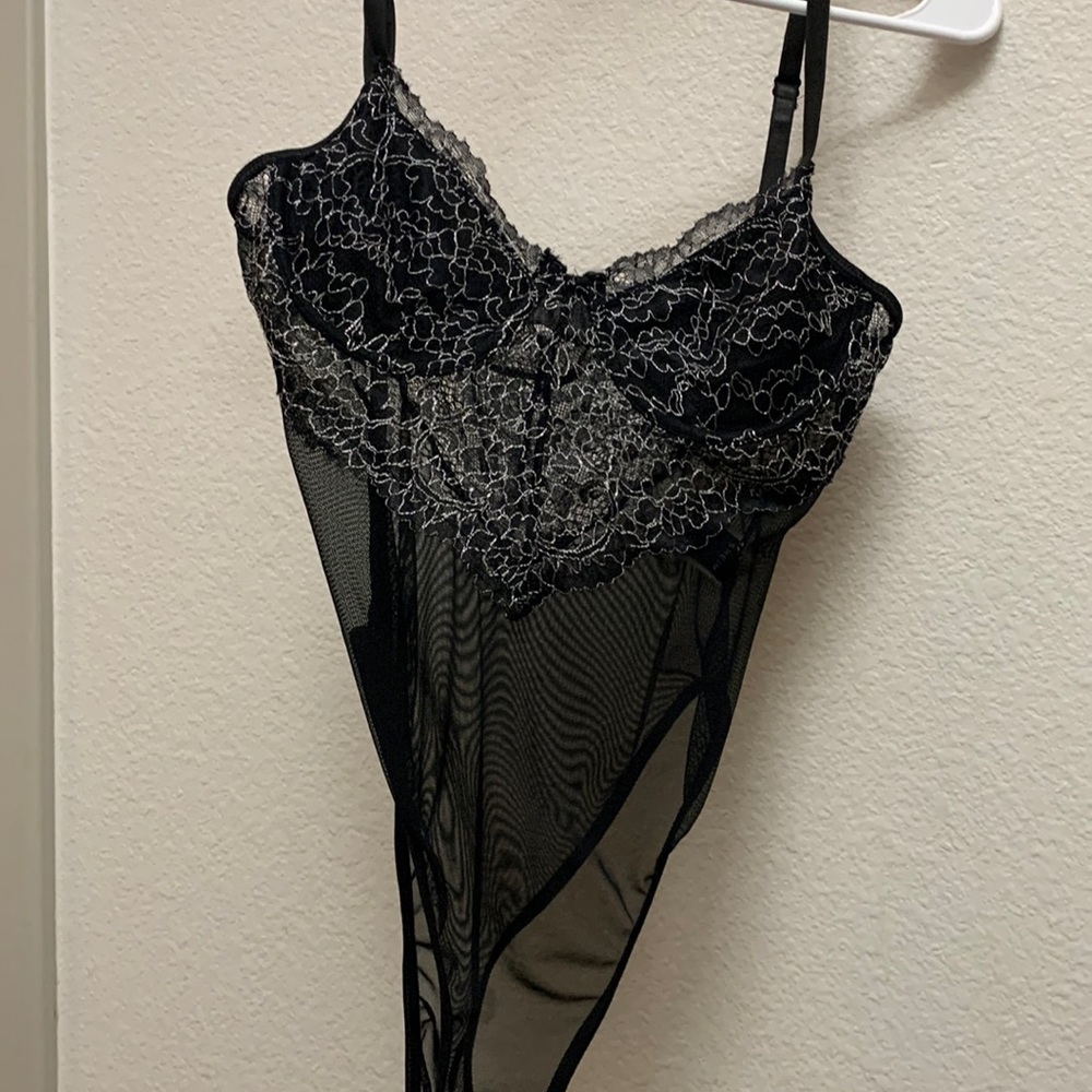 SHEIN Sheer Floral Lace Bodysuit